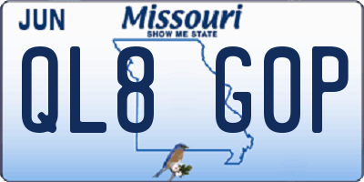 MO license plate QL8G0P