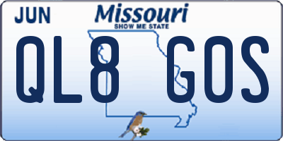 MO license plate QL8G0S