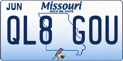 MO license plate QL8G0U