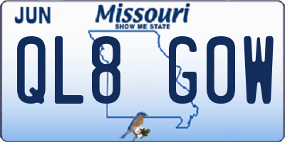MO license plate QL8G0W