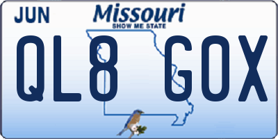 MO license plate QL8G0X