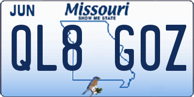 MO license plate QL8G0Z