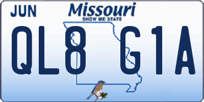 MO license plate QL8G1A