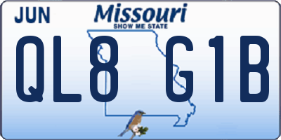MO license plate QL8G1B