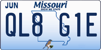 MO license plate QL8G1E