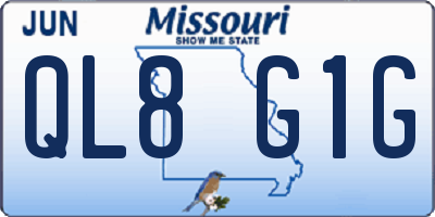 MO license plate QL8G1G