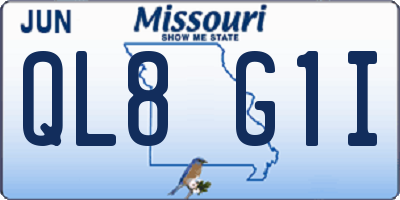 MO license plate QL8G1I