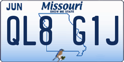 MO license plate QL8G1J