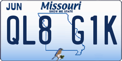 MO license plate QL8G1K