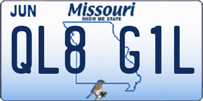 MO license plate QL8G1L