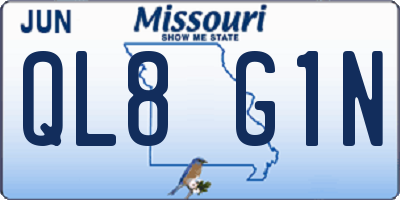 MO license plate QL8G1N