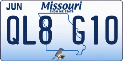 MO license plate QL8G1O