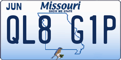 MO license plate QL8G1P