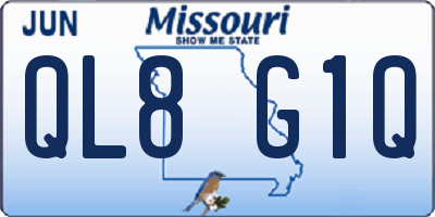 MO license plate QL8G1Q