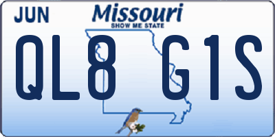 MO license plate QL8G1S