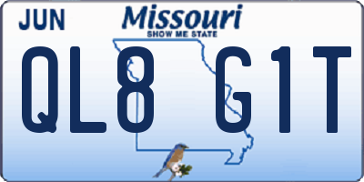 MO license plate QL8G1T