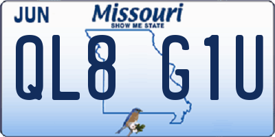 MO license plate QL8G1U
