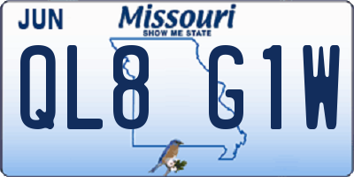 MO license plate QL8G1W