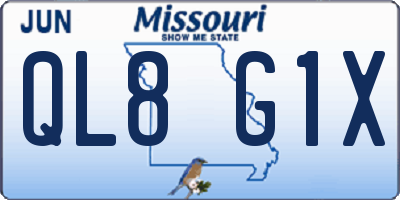 MO license plate QL8G1X