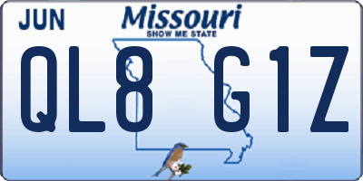 MO license plate QL8G1Z