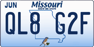 MO license plate QL8G2F
