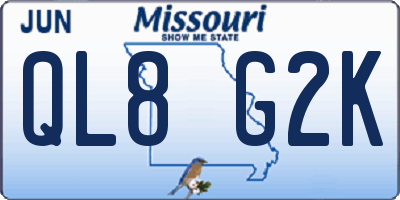 MO license plate QL8G2K