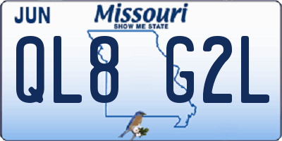 MO license plate QL8G2L