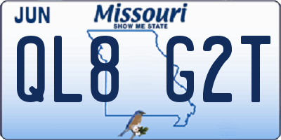 MO license plate QL8G2T