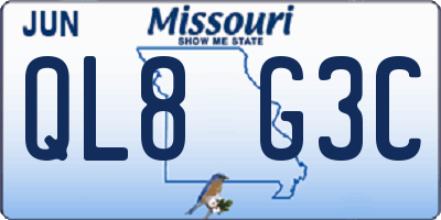 MO license plate QL8G3C