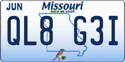 MO license plate QL8G3I