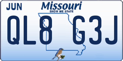 MO license plate QL8G3J