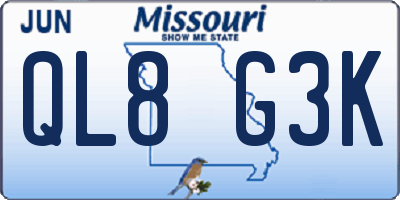 MO license plate QL8G3K