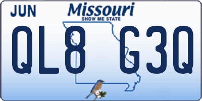 MO license plate QL8G3Q