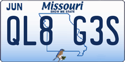 MO license plate QL8G3S