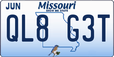 MO license plate QL8G3T
