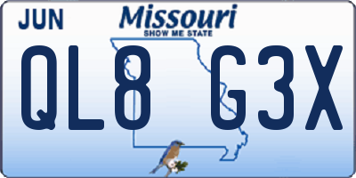 MO license plate QL8G3X