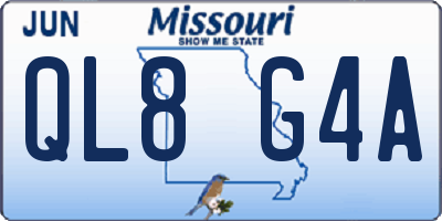MO license plate QL8G4A