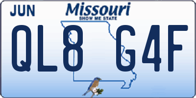 MO license plate QL8G4F