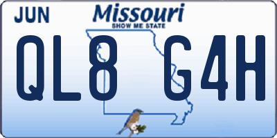 MO license plate QL8G4H