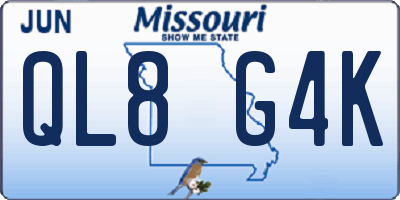 MO license plate QL8G4K