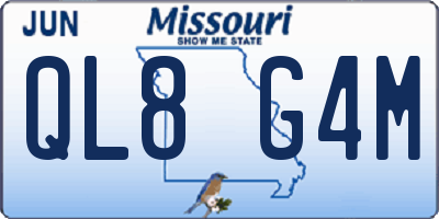 MO license plate QL8G4M