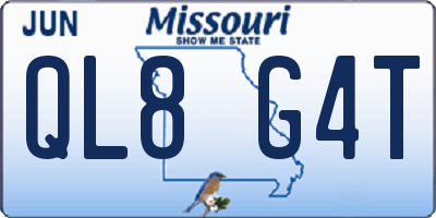MO license plate QL8G4T