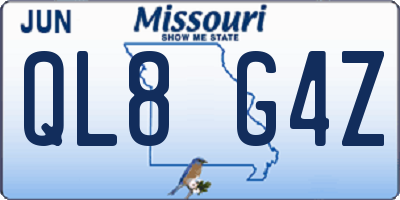 MO license plate QL8G4Z
