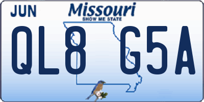 MO license plate QL8G5A