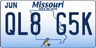 MO license plate QL8G5K