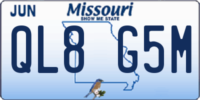MO license plate QL8G5M