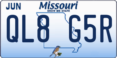 MO license plate QL8G5R