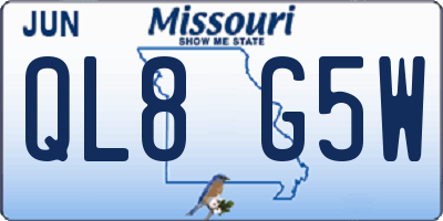MO license plate QL8G5W