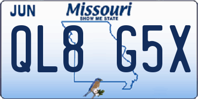 MO license plate QL8G5X