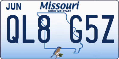 MO license plate QL8G5Z